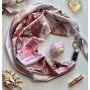 Дизайнерська шовкова хустка My Scarf "Рожева троянда" 90 на 90 см  з каменем гранат