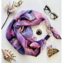 Дизайнерська  хустка My Scarf "Фіолетові сутінки" 90 на 90 см прикрашена натуральним аметистом