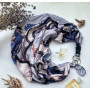 Дизайнерська хустка My Scarf "Сапфірове сяйво" 90 на 90 см прикрашена агатом