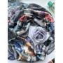 Дизайнерська шовкова хустка My Scarf "Срібляста перлина" 90 на 90 см  прикрашена обсідіантом