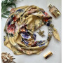 Дизайнерська шовкова хустка My Scarf "Золотий сад" 90 на 90 см, Преміум ВІП колекція