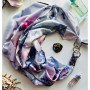 Дизайнерська шовкова хустка My Scarf "Блакитна троянда" 90 на 90 см  з каменем аметист