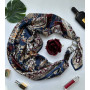 Дизайнерська хустка темно-синя "Сапфіровий блиск" від бренду My Scarf, прикрашена гранатом