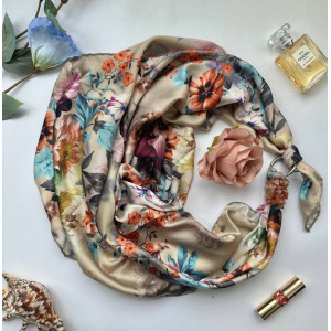Дизайнерська шовкова хустка My Scarf "Золота зірка" 90 на 90 см прикрашена яшмою
