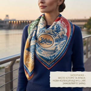 Дизайнерська хустка "Моє Запоріжжя" My Scarf, 70 см на 70 см