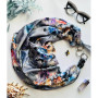 Дизайнерська шовкова хустка My Scarf "Срібна казка" 90 на 90 см з натуральним сніжним обсидіаном