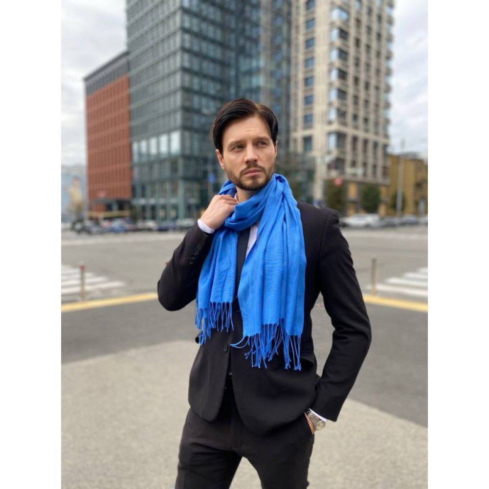 Чоловічий синій шарф великий чоловічий котоновий шарф "Мілан" від My scarf 180 на 60 см