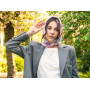 Дизайнерська хустка "Рожевий сад" від бренда My Scarf, подарунок жінці, прикрашений натуральним аметистом