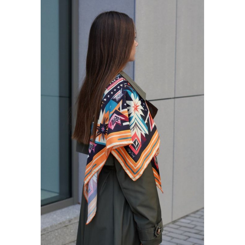 Велика дизайнерська хустка My Scarf "Карпатська зірка" 90 9 см золото