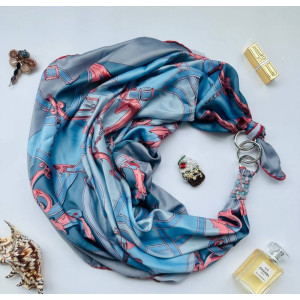 Дизайнерська хустка My Scarf "Блакита перлина" 90 на 90 см пофарбована амазонітом