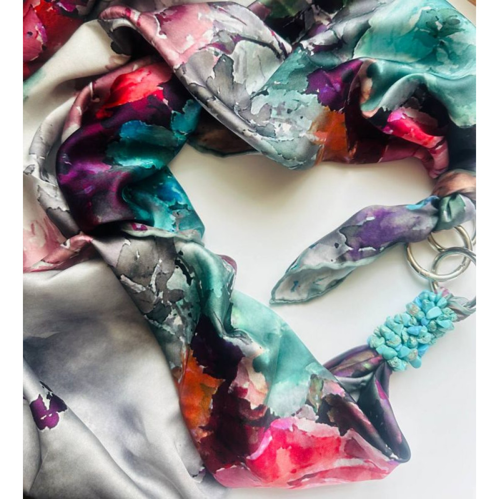 Дизайнерська хустка My Scarf "Райський острів" 90 на 90 см прикрашена корралом
