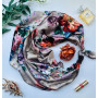Дизайнерська шовкова хустка My Scarf "Вальс квітів" 90 на 90 см  прикрашена гранатом