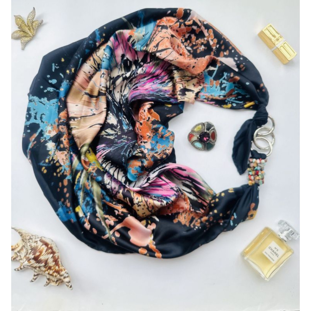 Дизайнерська хустка  шовкова My Scarf "Різнобарвна галактика", 90 на 90 см