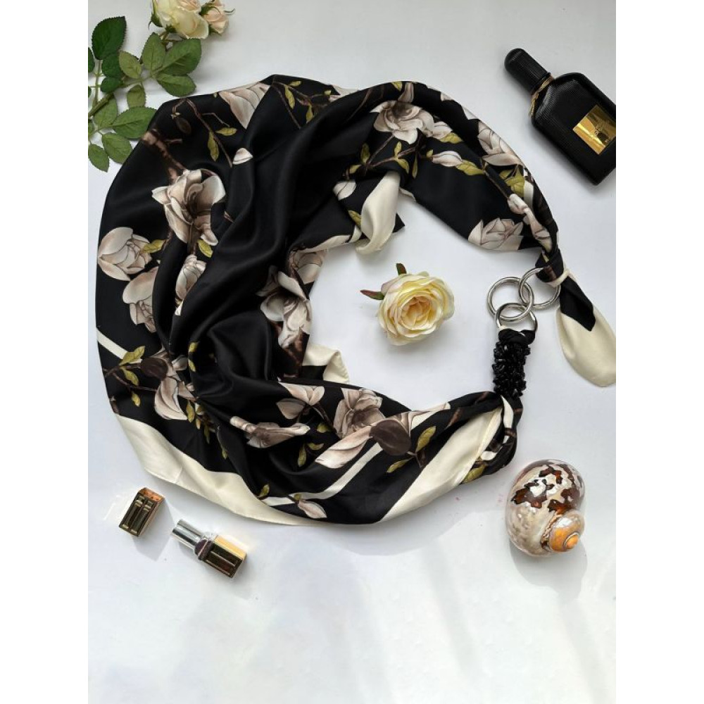 Дизайнерська хустка "Нічний сад" від бренду My Scarf, натуральне каміння агат