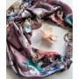 Дизайнерська шовкова хустка My Scarf "Рожева перлина" 90 на 90 см  з каменем рожевий кварц і амазоніт