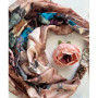 Дизайнерська шовкова хустка My Scarf "Квіти кохання" 90 на 90 см прикрашений  натуральним родонітом