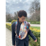 Дизайнерська шовкова хустка My Scarf "Гірська німфа" на 90 см з каменем тигрове око