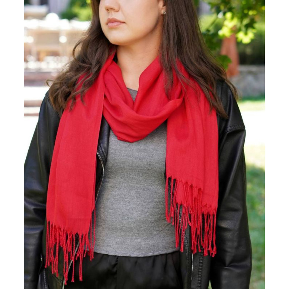 Жіночий червоний шарф великий котоновий шарф "Мілан" від My scarf 180 на 60 см