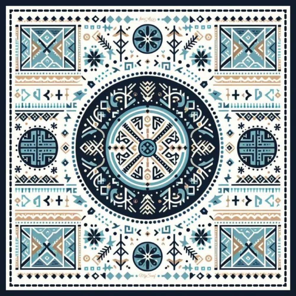 Велика дизайнерська хустка My Scarf "Круговорот життя 90 на 90 см
