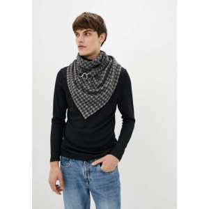 Теплий чоловічий вовняний 2-х вбудований шарф My Scarf, сірий на ґудзику "Единбург"