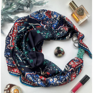 Дизайнерська хустка "Блека Баккара" від бренда My Scarf, прикрашена натуральним каменем бірюза