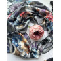 Дизайнерська шовкова хустка My Scarf "Срібляста перлина" 90 на 90 см  прикрашена обсідіантом