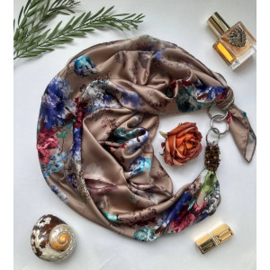 Дизайнерська хустка "Золотий шик" від бренда My Scarf, прикрашена натуральним каменем тигровий око
