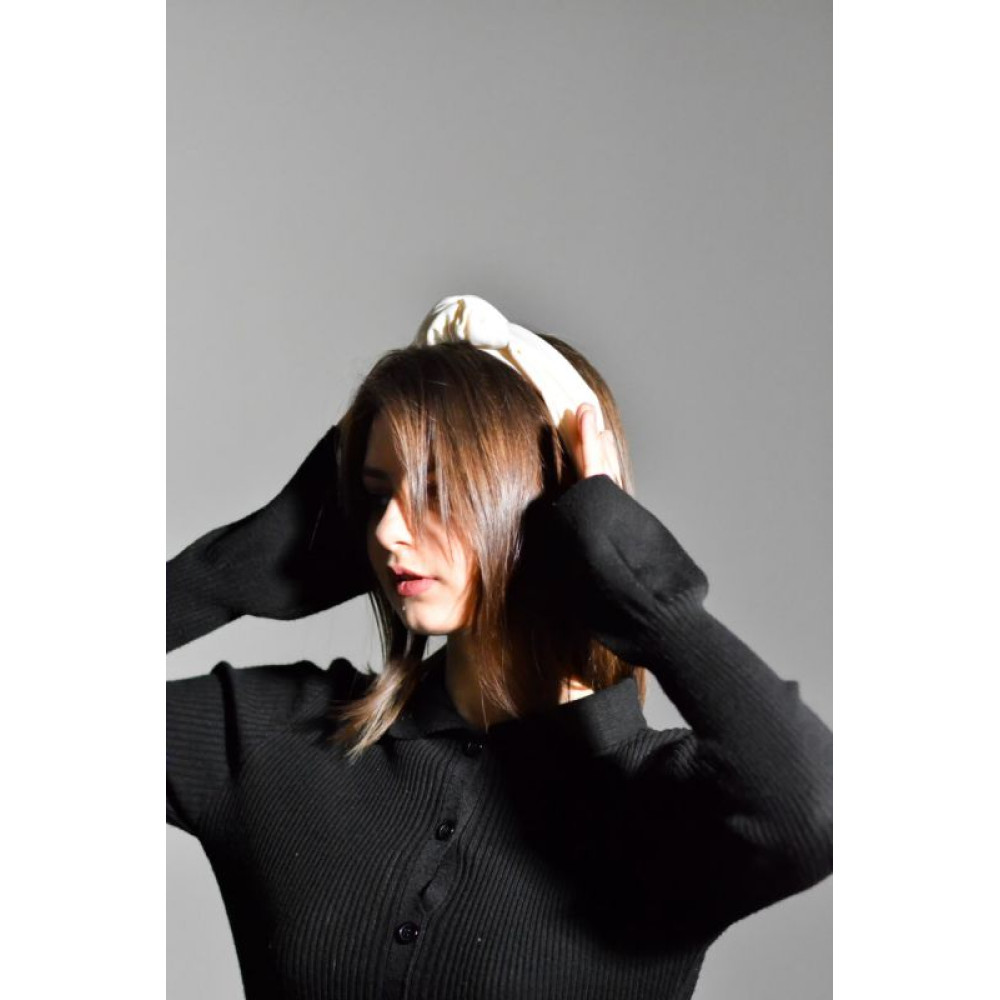 Обруч для волосся MyScarf білий one size атлас з вузлом вгорі