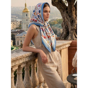 Дизайнерська хустка "Польові квіти" My Scarf, 90 см на 90 см