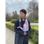 Дизайнерська шовкова хустка My Scarf "Рожева троянда" на 90 см з каменем гранат