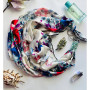 Дизайнерська шовкова хустка My Scarf "Весняний сад" 90 на 90 см  з каменем амазоніт