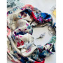 Дизайнерська шовкова хустка My Scarf "Весняний сад" 90 на 90 см  з каменем амазоніт