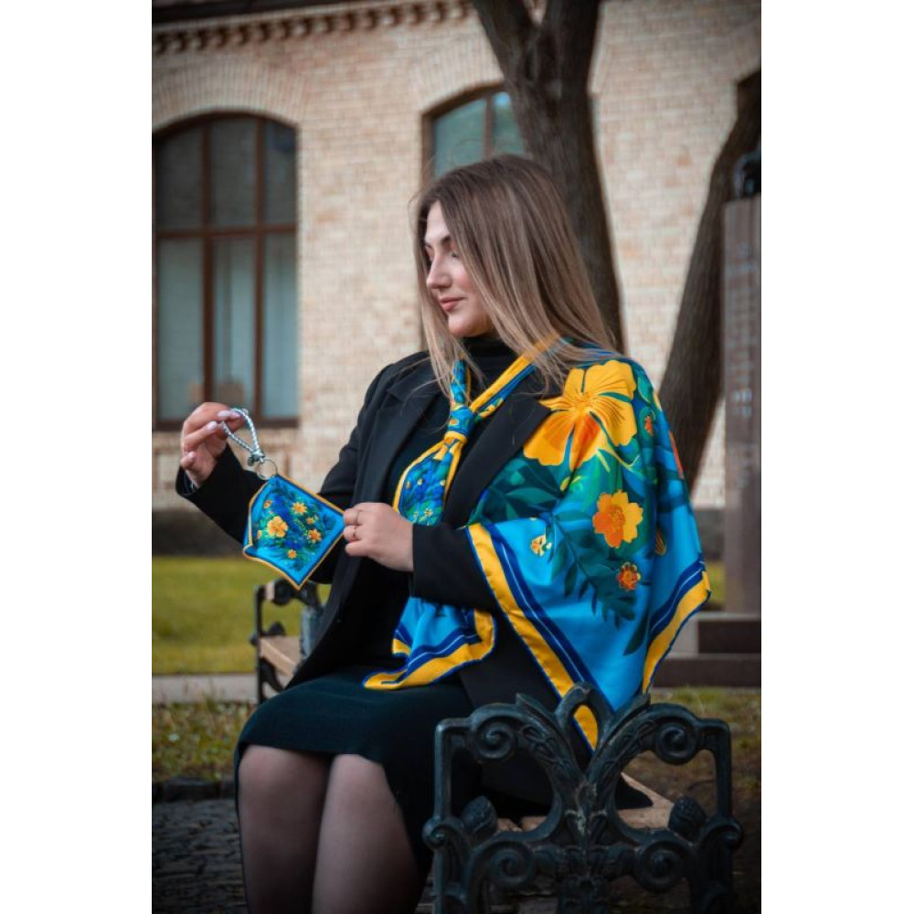 Набір твіллі + брелок + хустка "Квіти України" MyScarf