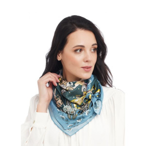 Шовкова хустка "Бірюзовий сад" My Scarf, шийна хустка, подарунок жінці