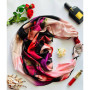 Дизайнерська шовкова хустка My Scarf "Серце красуні" 90 на 90 см прикрашений  натуральним коралом