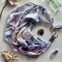 Дизайнерська шовкова хустка My Scarf "Блакитна троянда" 90 на 90 см  з каменем аметист