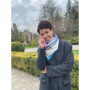 Дизайнерська шовкова хустка My Scarf "Блакитна гортензія" на 90 см з каменем аметист