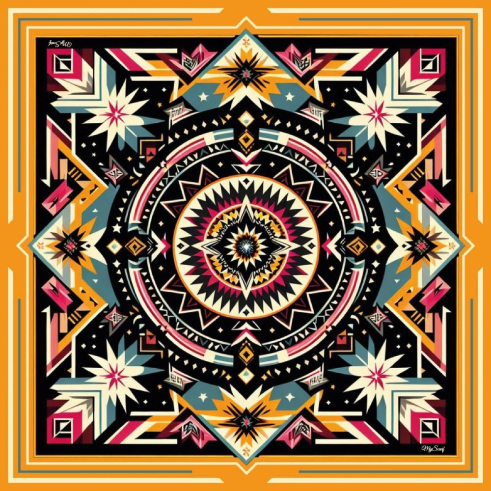 Велика дизайнерська хустка My Scarf "Карпатська зірка" 90 9 см золото