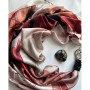 Дизайнерська шовкова хустка My Scarf "Шоколадна пристрасть" 90 на 90 см прикрашений  натуральним агатом