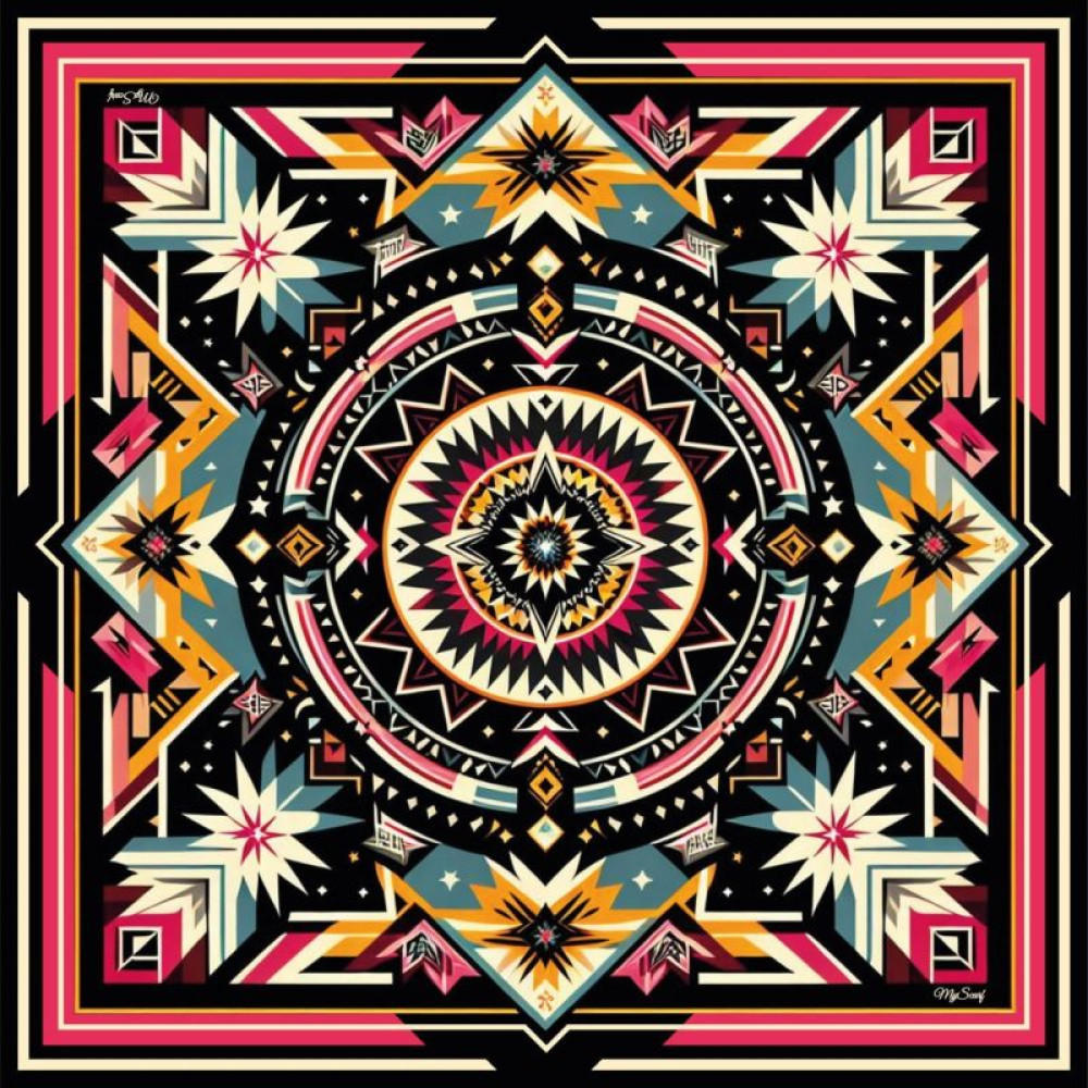 Велика дизайнерська хустка My Scarf "Косові мотиви" 90 на 90 см