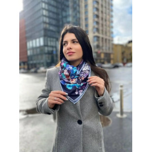 Дизайнерська шовкова хустка My Scarf "Чарівний сад" 90 на 90 см, оздоблена камінням