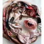 Дизайнерська шовкова хустка My Scarf "Квітка кохання" 90 на 90 см  з каменем гранат