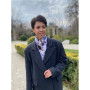 Дизайнерська шовкова хустка My Scarf "Сапфірове сіяння" на 90 см з каменем агат