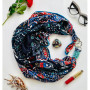 Дизайнерська шовкова хустка My Scarf "Карнавал пристрастей" 90 на 90см прикрашений  натуральною бірюзою