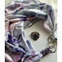 Дизайнерська шовкова хустка My Scarf "Блакитна троянда" 90 на 90 см  з каменем аметист