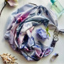 Дизайнерська шовкова хустка My Scarf "Блакитна троянда" 90 на 90 см  з каменем аметист
