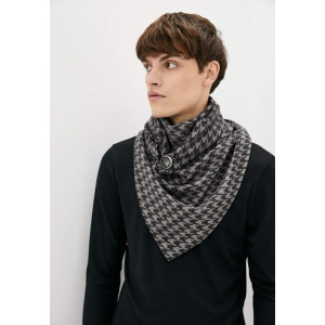 Теплий чоловічий вовняний 2-х вбудований шарф My Scarf, сірий на ґудзику "Единбург"