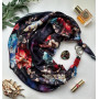 Дизайнерська шовкова хустка My Scarf "Українська ніч" 90 на 90 см, Преміу ВІП колекція, прикрашена коралом