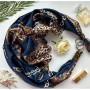 Дизайнерська шовкова хустка My Scarf "Нічний Париж" 90 на 90 см, оздоблена камінням