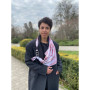 Дизайнерська шовкова хустка My Scarf "Рожева троянда" на 90 см з каменем гранат